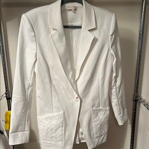 Ramy brook New York cotton blend white blazer with quilted pockets size 6
